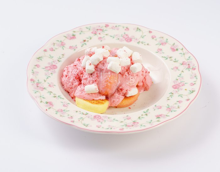 Мини сырники с малиновым муссом и маршмеллоу