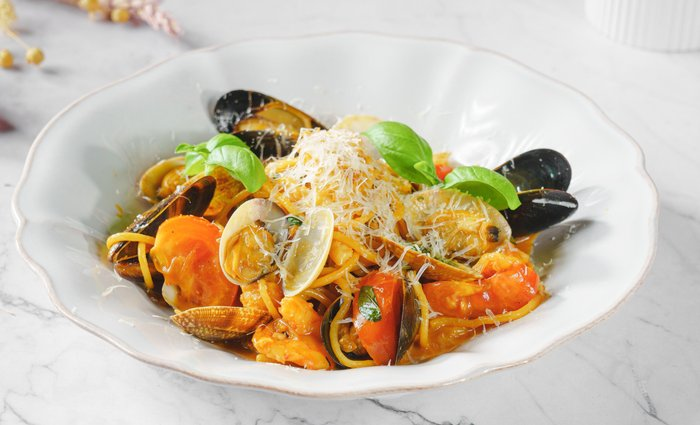 Спагетти с морепродуктами